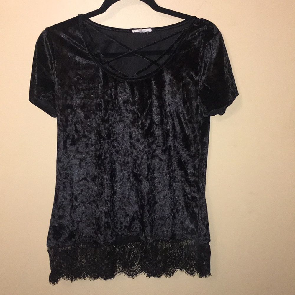 Black Velvet Top with Lace